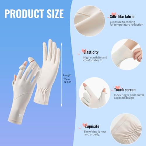 Women Driving Gloves, UV Protection Sun Touchscreen Full Finger