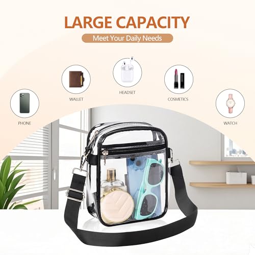 Clear Stadium Bag for Events - Waterproof Crossbody Purse, 8.5x6.8 Inches