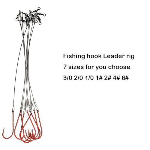 10pcs Fishing Wire Leader Hook Rigs - 6.4inch, Size 4#