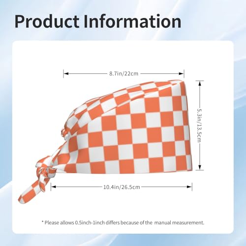 Checkerboard Scrub Cap for Women & Men - White Orange Squares