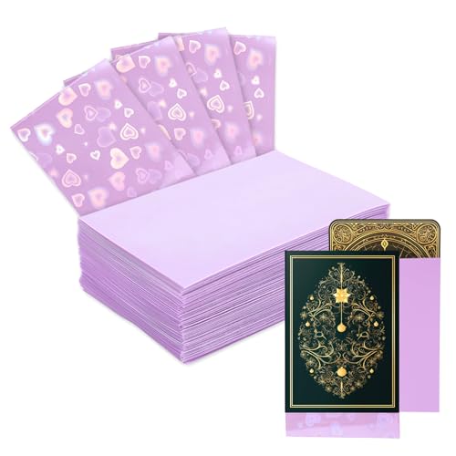 Holographic Heart Card Sleeves - 100 Pack, Purple