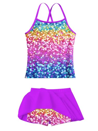Girls Tankini Swimsuit - Hot Pink Sequin, Size 7-8 Years