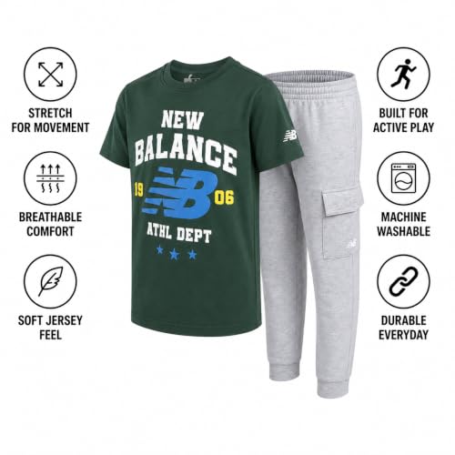 New Balance Boys 2-Piece Green Graphic T-Shirt & Jogger Pants Set - Size 16