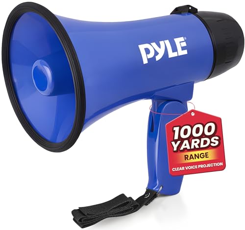 Portable Megaphone Speaker with Siren - 20W, Battery Operated, Blue