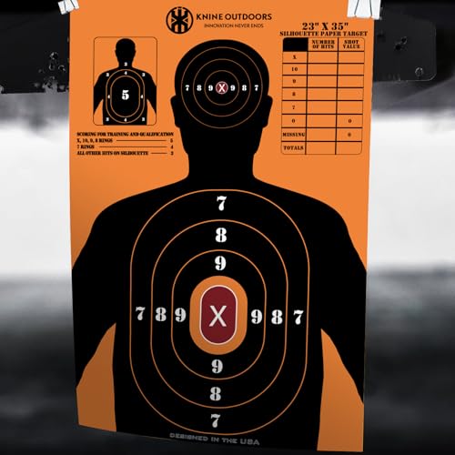 Shooting Paper Targets - 23x35 Inch, 10 Pack Silhouette with Red Bullseye