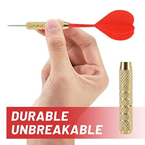 18 Pack Steel Tip Darts Set - 18g Metal Dart Set - Gold