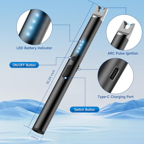 2-Pack Electric Candle Lighter, USB Rechargeable Plasma Arc Lighter - Black
