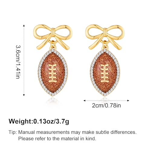 Rhinestone Bow Football Stud Earrings - Sparkly Game Day Jewelry