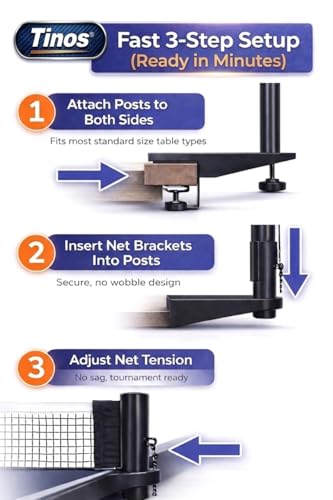 Premium Table Tennis Net and Post Set with Screw Clamp