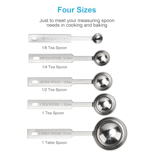 5PCS Stainless Steel Measuring Spoons Set - Small Sizes Included