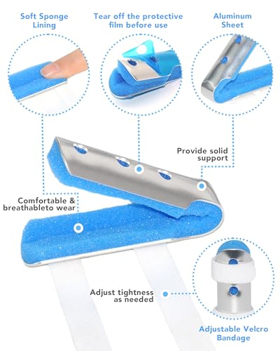 Metal Finger Splint for Middle Finger - 2PCS Medium Size - Blue