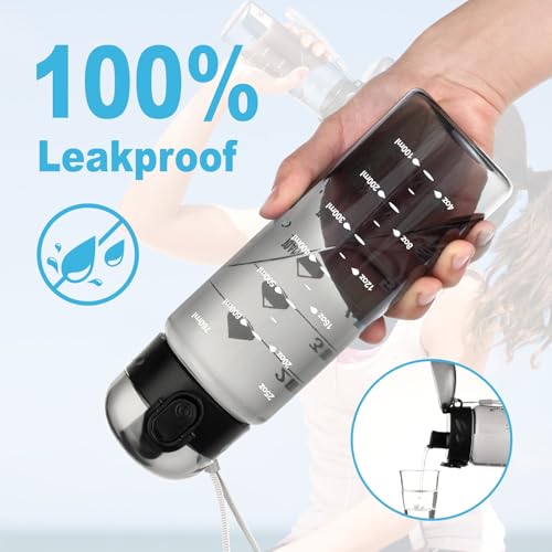 Clear Plastic Water Bottle with Wide Mouth - 26 oz - Black