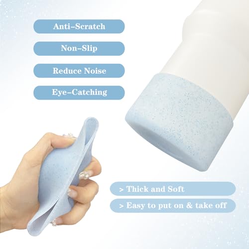 Glitter Silicone Anti-Slip Boot Sleeve for Stanley Cup - Twinkle Blue