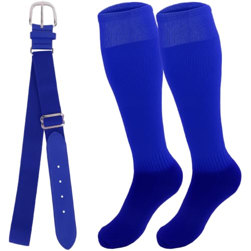 Baseball & Softball Socks and Belt Combo Set - Large Blue