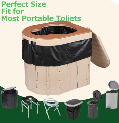 Portable Toilet Bags - 8 Gallon Camping Toilet Bags - Black, 40PCS