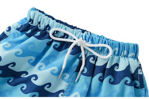 Boys Swim Trunks - Toddler Broad Swim Shorts UPF50+ - Wave A, 5-6 Years