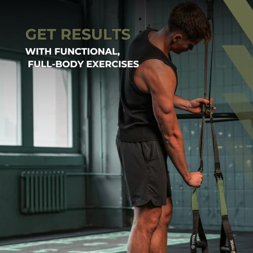 Full Body Suspension Trainer PRO with Door Anchor - Army Green