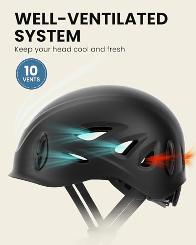 OutdoorMaster Rock Climbing Helmet for Adults Black – Adjustable, CE EN12492 certified