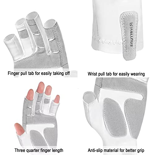 Fishing Gloves with UPF 50+ Sun Protection - Medium/White