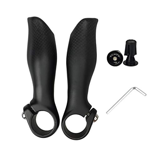 Platt Carbon Fiber MTB Bar Ends with Bar End Caps (126mm, 22.2mm clamp) - Lightweight Aluminum Alloy