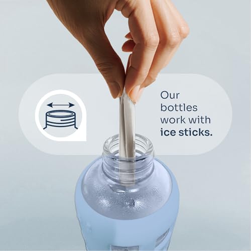 Purifyou 40oz Borosilicate Glass Water Bottle with Time & Volume Markers, Silicone Sleeve & Steel Lid - Ice Blue 1 Count