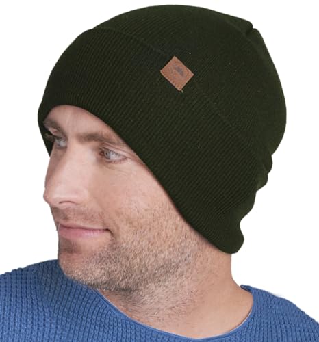 Stretch-Fit Insulated Beanie Hat for Men & Women - Black, One Size