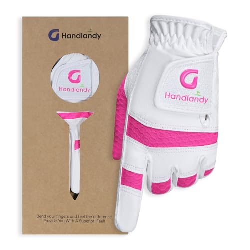 Kids Golf Glove - Left Hand Breathable Junior Glove, Medium Pink (Age 5-7)