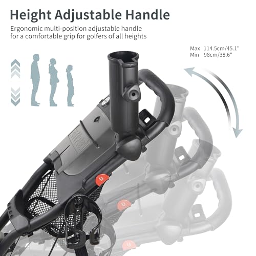 Golf Push Cart - CaddyCruiser One V8 - 4 Wheel Folding Trolley - Dark Gray