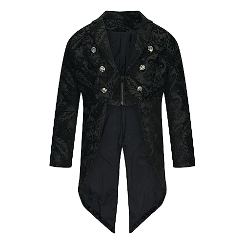 Mens Vintage Tailcoat Jacket Gothic Victorian Frock Coat - Black 4X-Large
