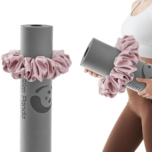 Yoga Mat Scrunchie - Stretchable Velvet Fabric - Pink