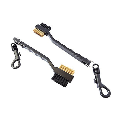 Golf Club Cleaning Brush Set - Pack of 2 with Brass & Nylon Bristles