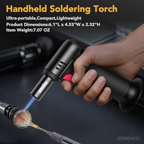 Sondiko Butane Torch Lighters with Visible Fuel Window 2 Pack, Refillable Soldering Torch with Adjustable Flame for Welding, Resin Art, Industrial(Butane Gas Not Included)