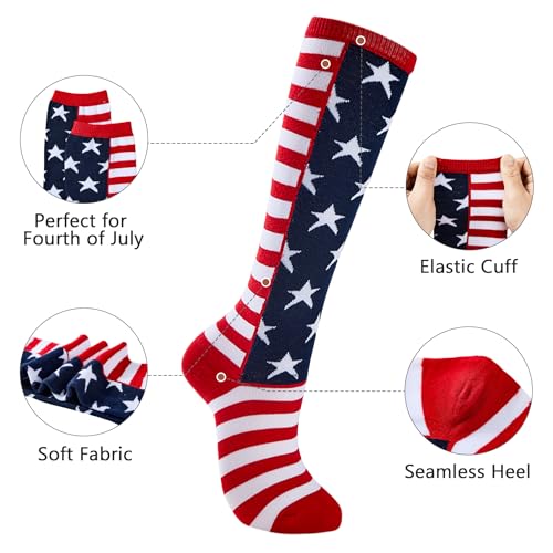Athletic Knee High Socks - Casual Red-Striped Star