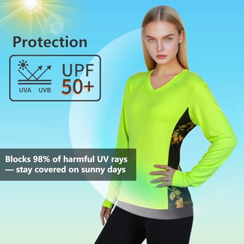 Women's UPF 50+ Sun Protection Long Sleeve Hiking Shirt - X-Small Yellow