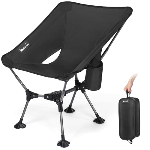 Gonex XL Portable Camping Chair Black Ripstop Collapsible Backpacking Beach Seat