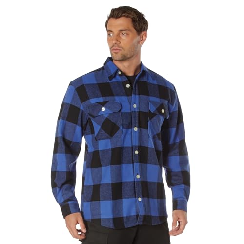 Rothco XX-Large Blue Buffalo Plaid Flannel Shirt, 8 oz Cotton Heavyweight