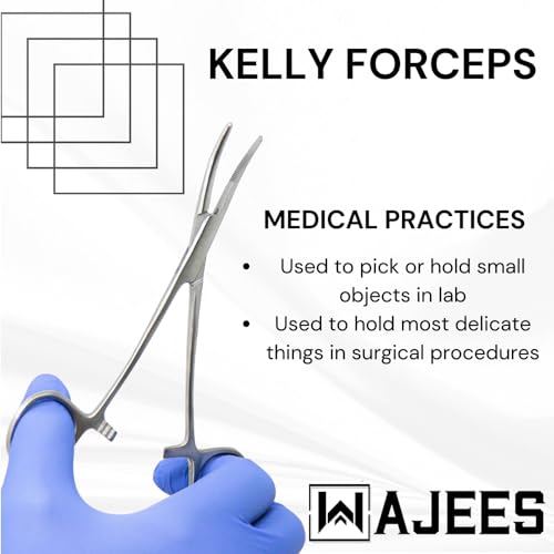 5.5-Inch Stainless Steel Kelly Hemostat Forceps - Curved Silver Clamp