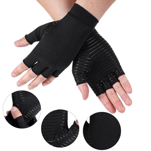 Copper Compression Gloves for Arthritis Relief - Fingerless Design