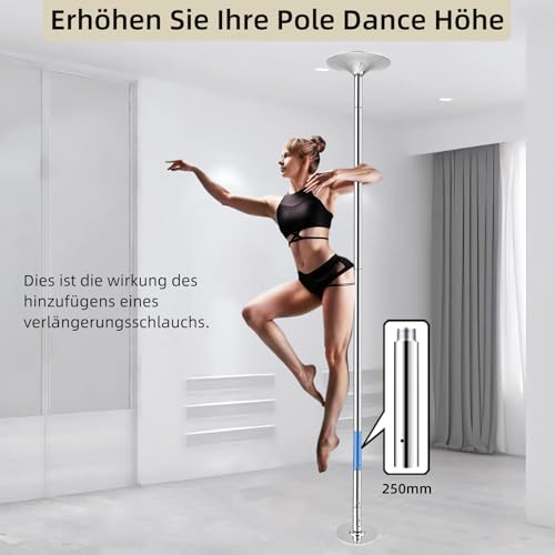 PRIORMAN 500mm 45mm Extension Pole for Dance Pole – Silver, Heavy Duty, Easy Install