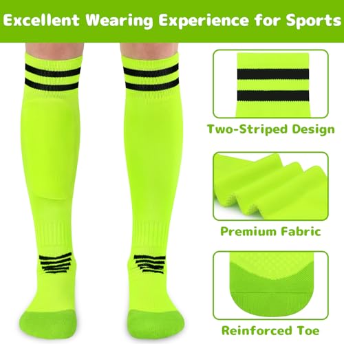 Youth Soccer & Baseball Socks - Softball Socks Medium Neon Green/Black
