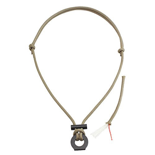 Survival Paracord Necklace with Flint - Khaki Fire Starter