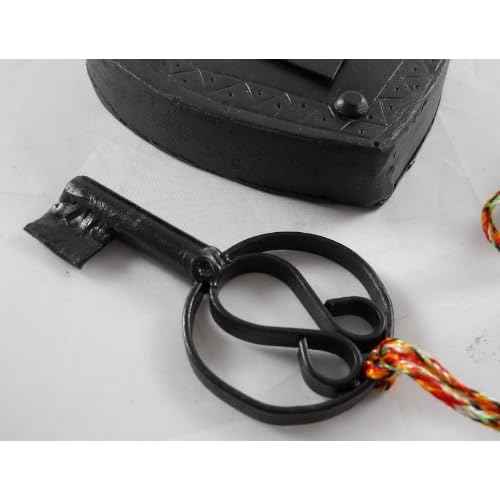 Large Antique Reproduction Heart Padlock with Key