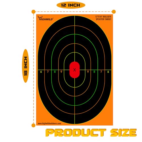 Bullseye Splatter Paper Targets - 25 Pack - 12x18 Inch