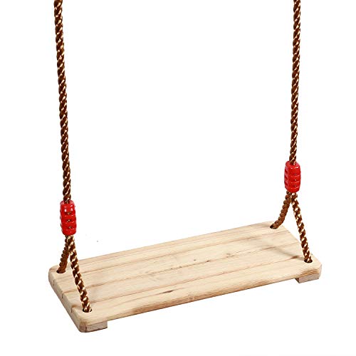 Wooden Swing Seat for Kids & Adults, Adjustable Garden Porch Swing 15.8x6.3 inches