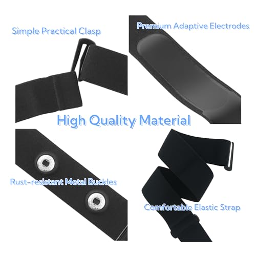 Heart Rate Monitor Chest Strap - Replacement for Polar H10/H9/H7, Garmin, Wahoo TICKR - Black