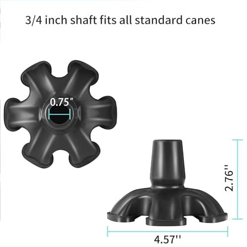 Self Standing Cane Tip 3/4 Inch - Heavy Duty 6 Support Feet