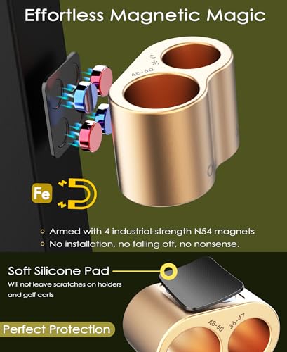 Magnetic Golf Cart Item Holder - Dual Slot, Gold
