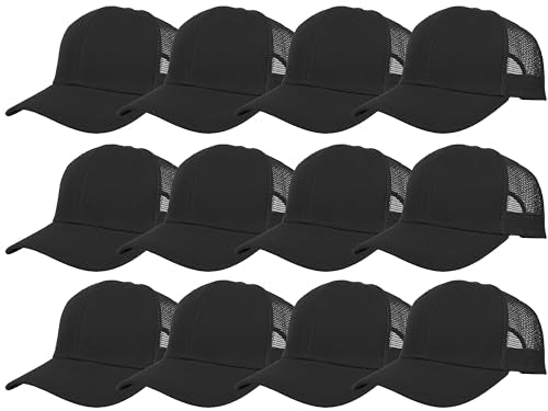 Gelante Mesh Trucker Hat Baseball Cap - One Size Black Wholesale 12 Pack