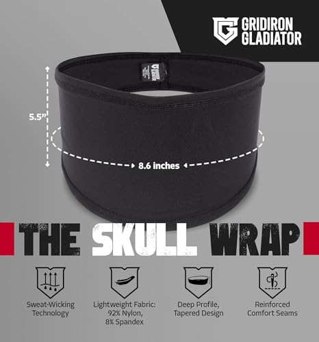 Football Bandana - Skull Headwrap for Men's Workout - Black