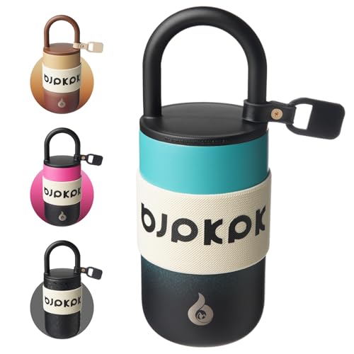 BJPKPK 13oz Insulated Stainless Steel Tumbler with Handle & Lid - TealBlack